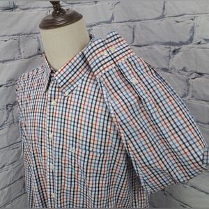 Barbour Men's Button Down Shirt Red Blue Check Bowburn Large